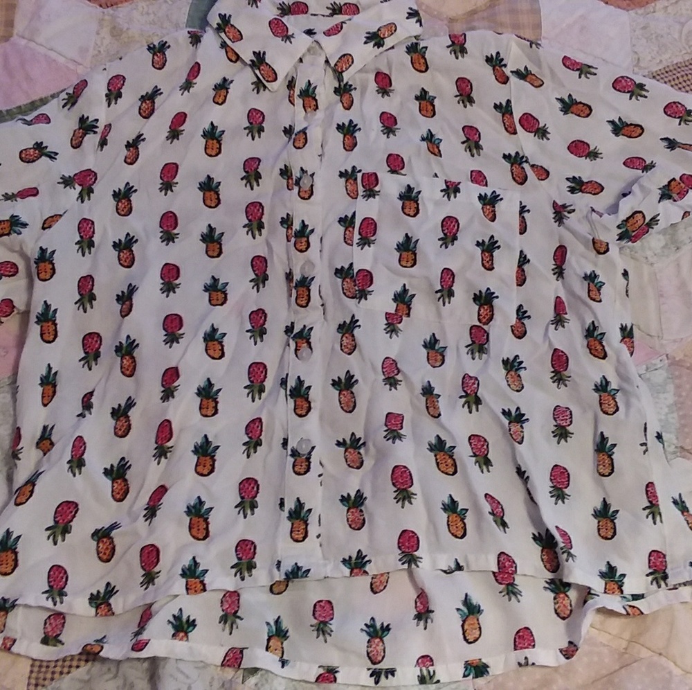 Pineapple Button Down Short Sleeved Shirt